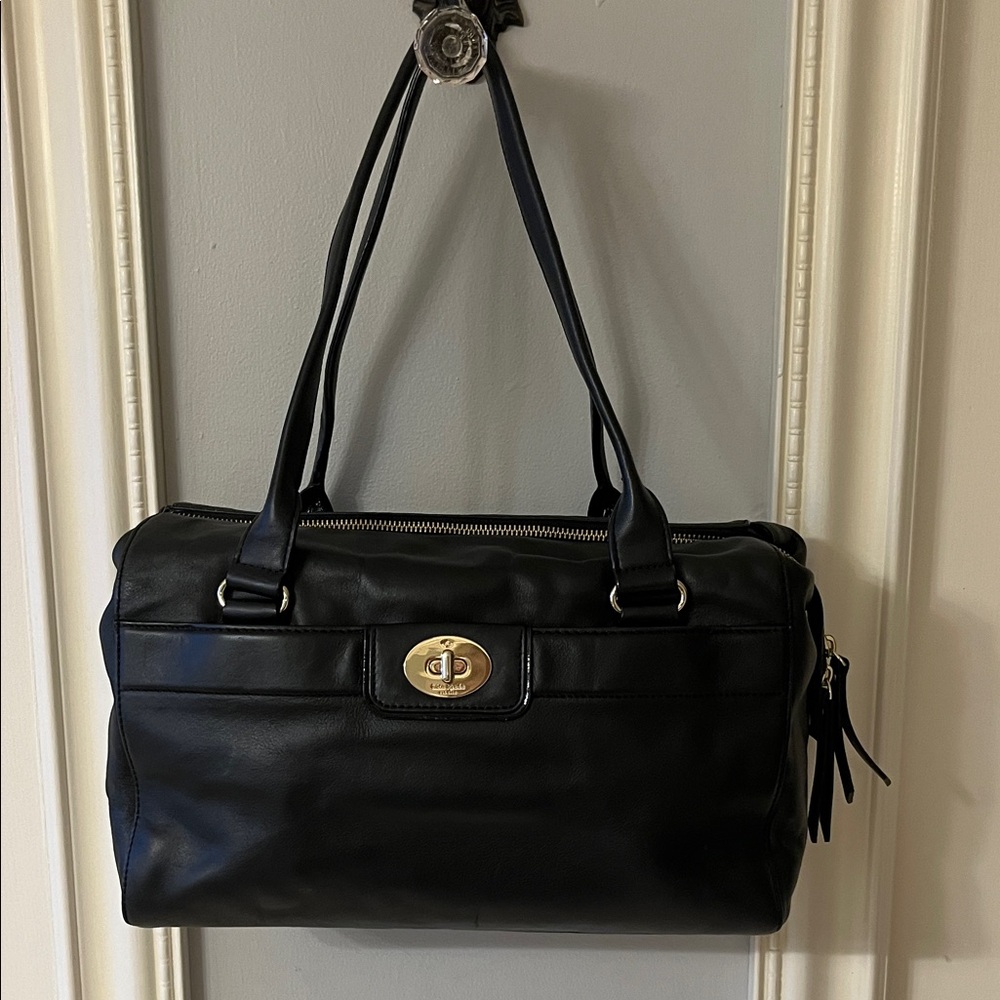 kate spade Black Leather Shoulder Bag with Gold Hardware